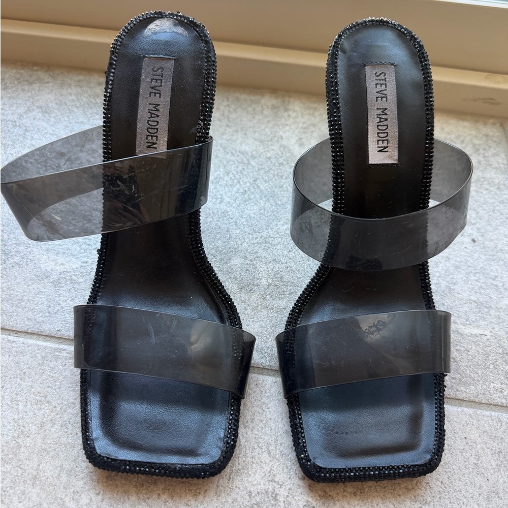 Steve Madden Black Clear-Strap Heel